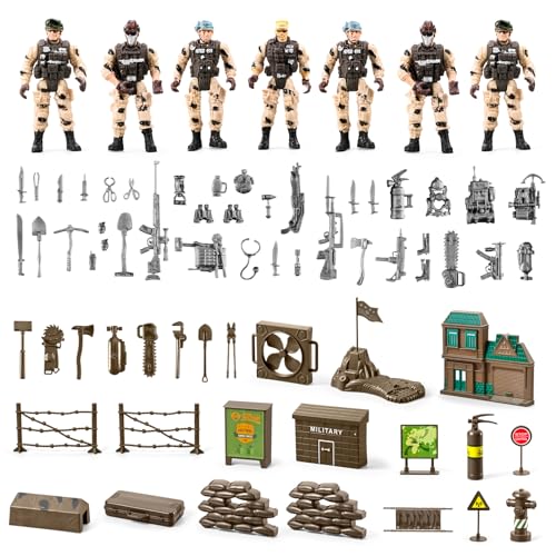 78-in-1 Army Men Toys Set with Military Truck Helicopter Kayak Boat Motorcycle Action Figures C31251