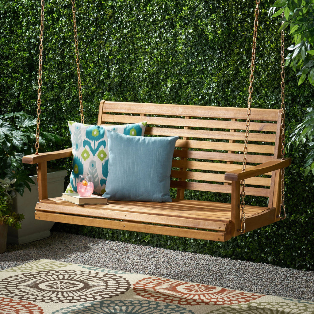 Teak Acacia Wood Outdoor Porch Swing B69158