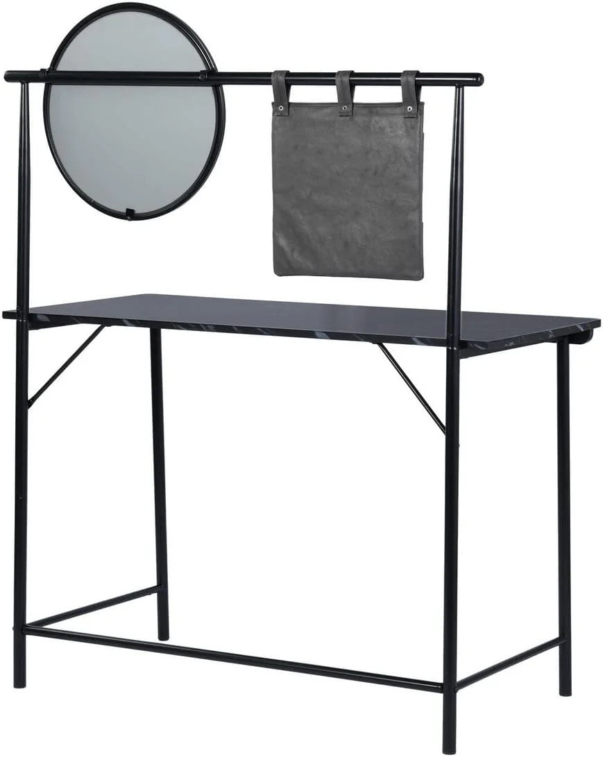 Black Vanity Desk with Removable Circular Mirror K770012