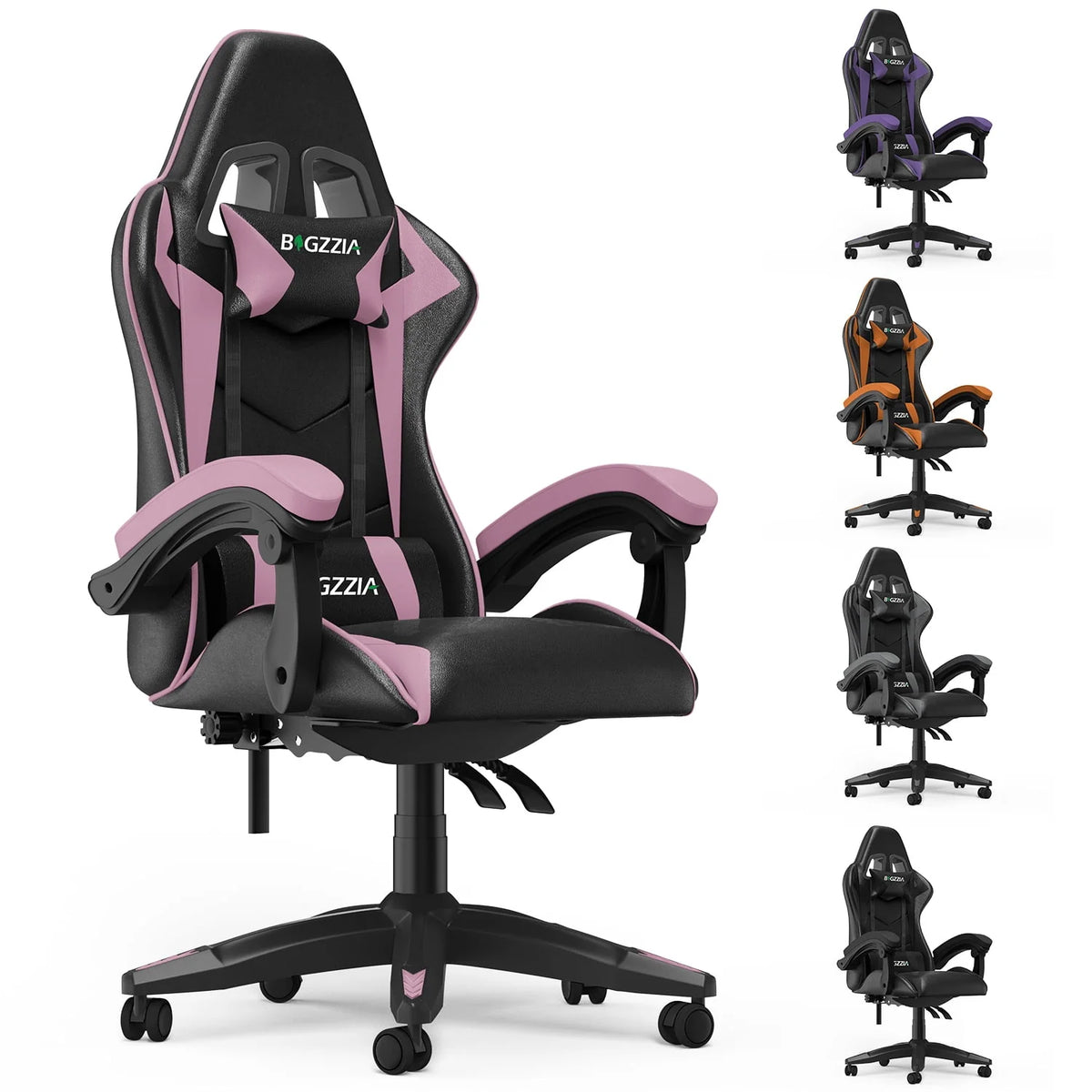 Pink Gaming Chair with Lumbar Support Height Adjustable I191264