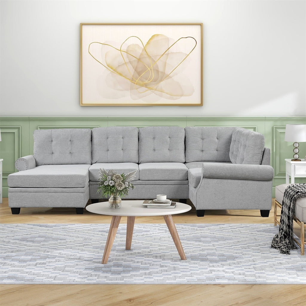 120" U-Shaped Corner Sectional Sofa Grey Z206966