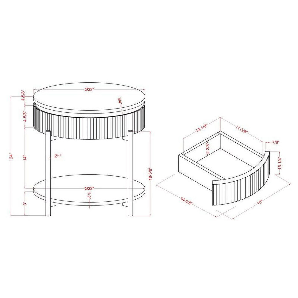 Contemporary Wood 1-Drawer End Table U648
