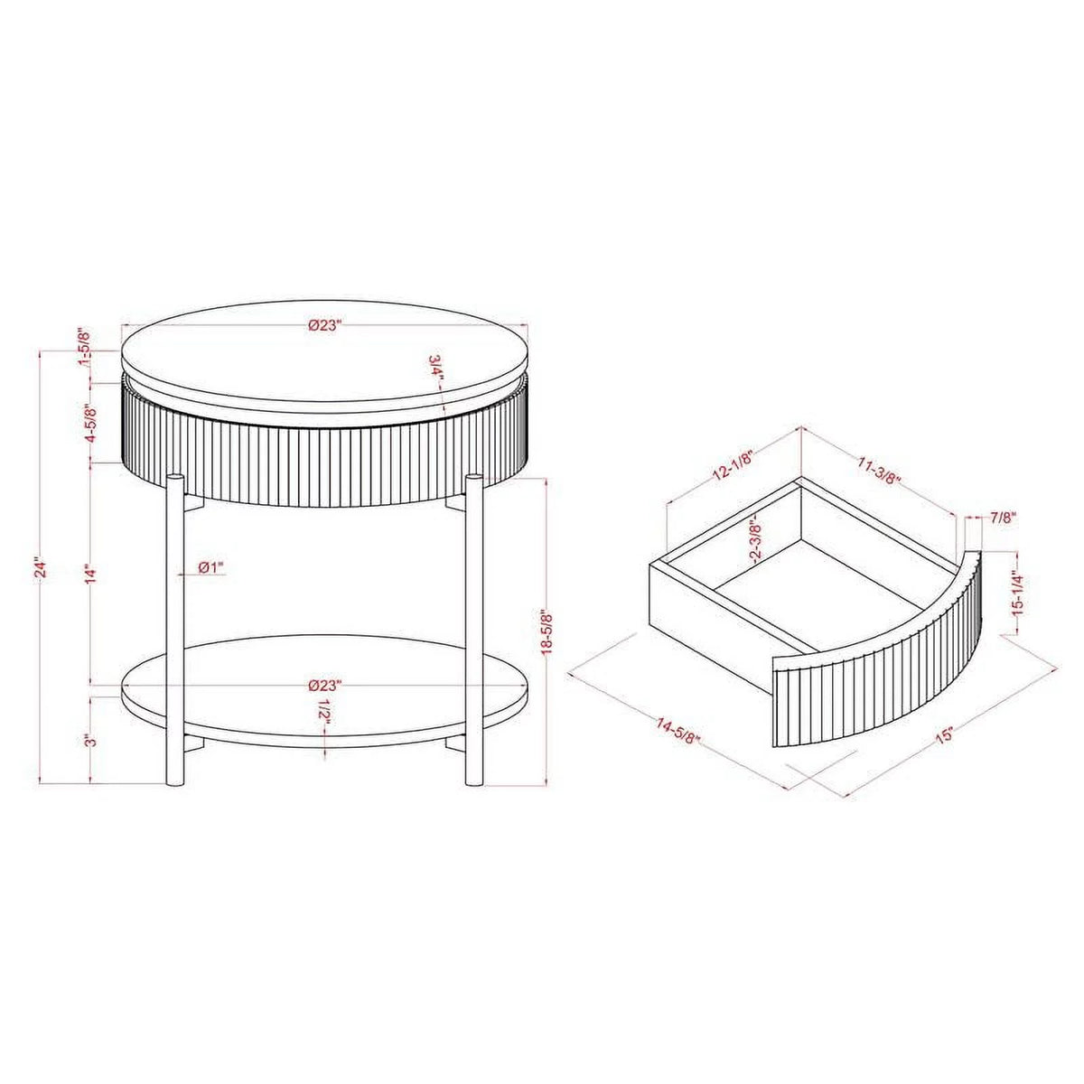 Contemporary Wood 1-Drawer End Table U648