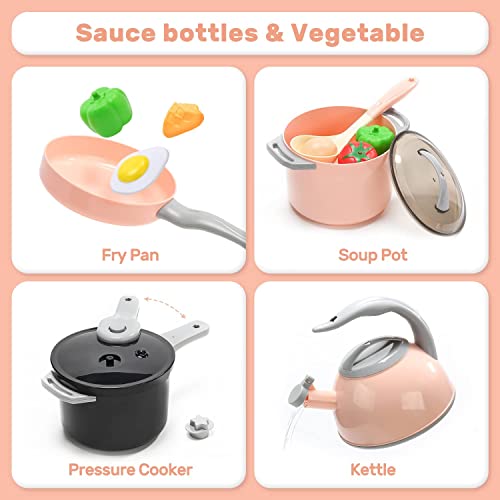 Pretend Play Kitchen Toy with Cookware and Play Food K64042