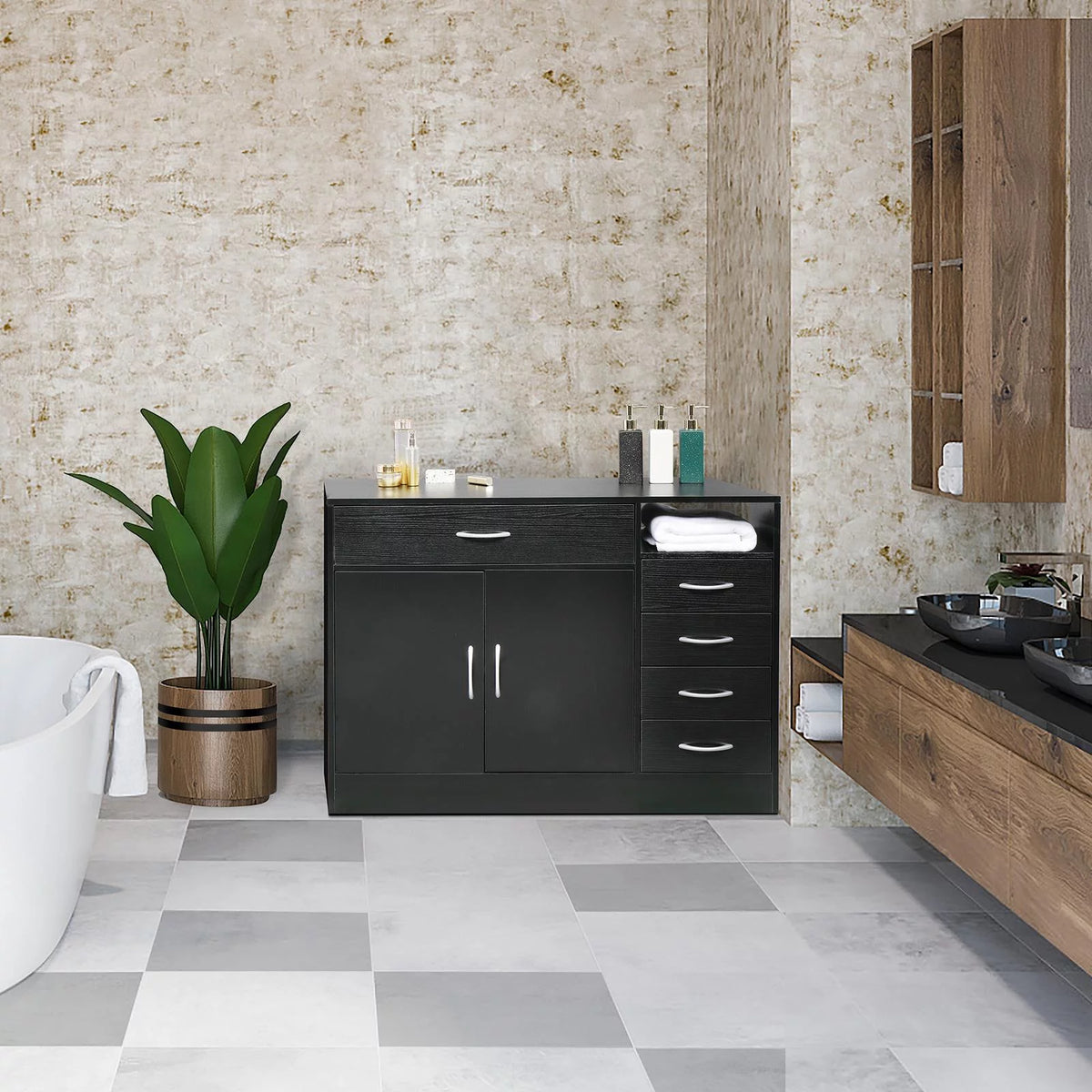 5 Drawer Black Storage Cabinet T649933