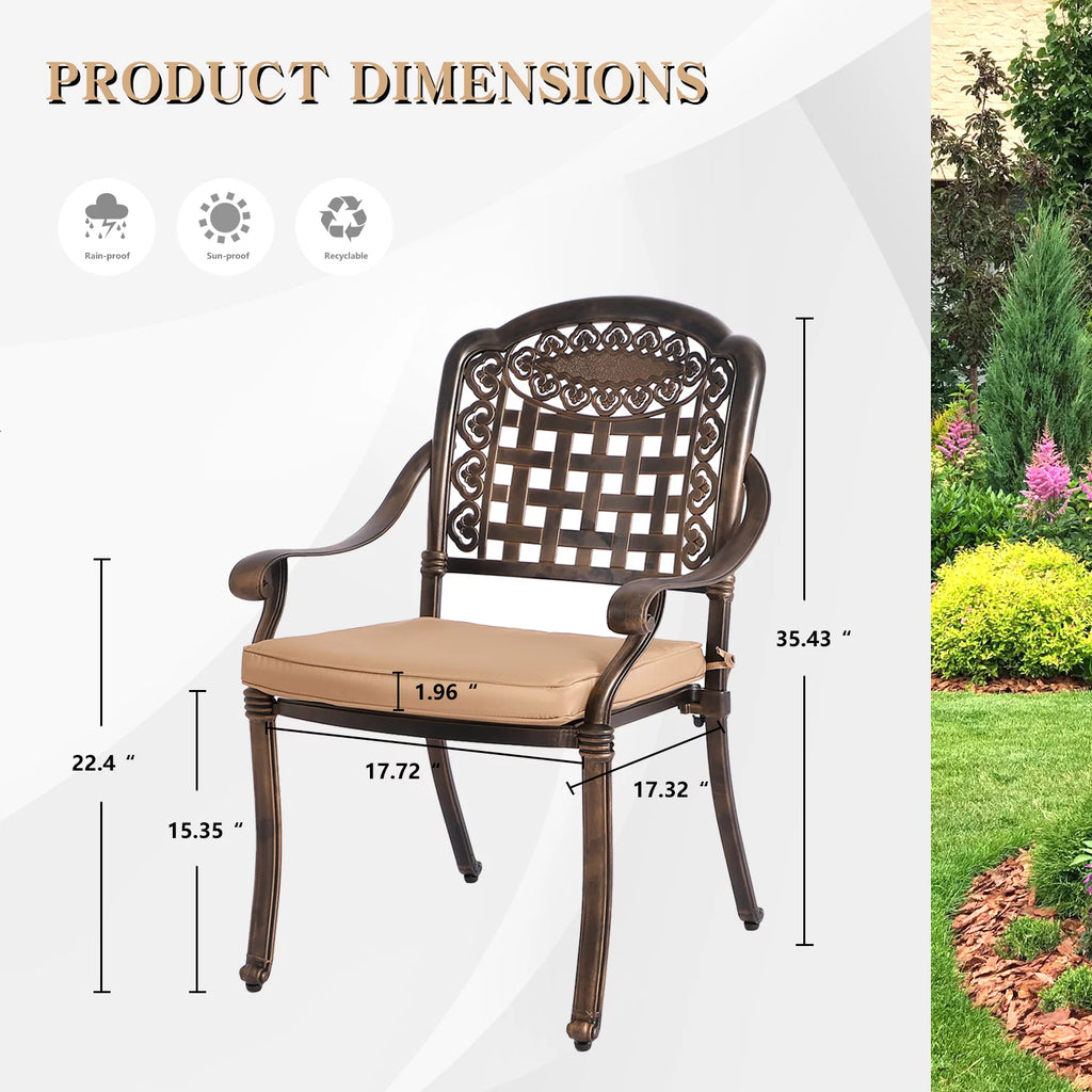 2 Piece Cast Aluminum Outdoor Bistro Dining Chair Set K3740