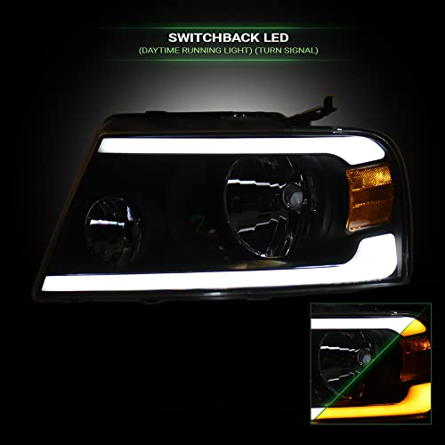 Sequential LED Strip Bar Black Housing Headlights With Amber Reflector P927