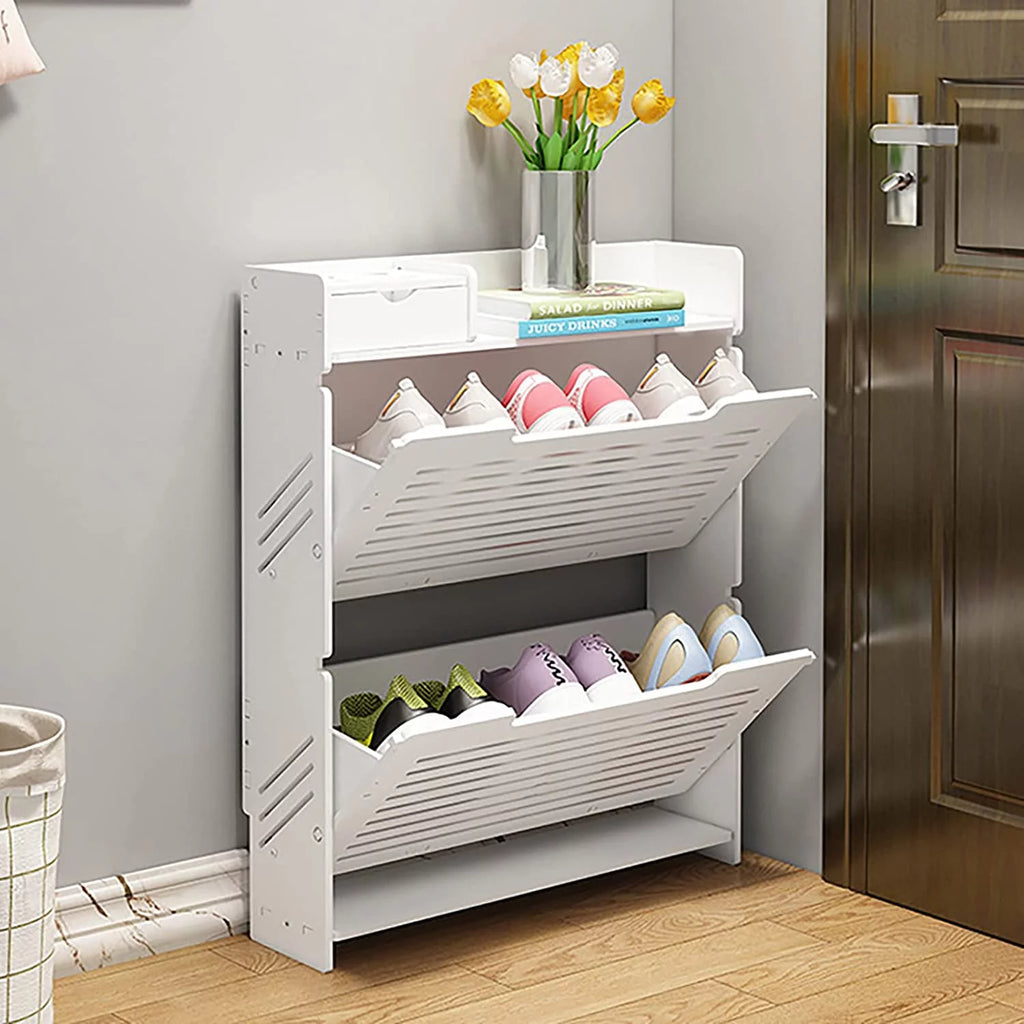 White 2 Tier Shoe Cabinet O930174