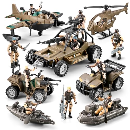 78-in-1 Army Men Toys Set with Military Truck Helicopter Kayak Boat Motorcycle Action Figures C31251