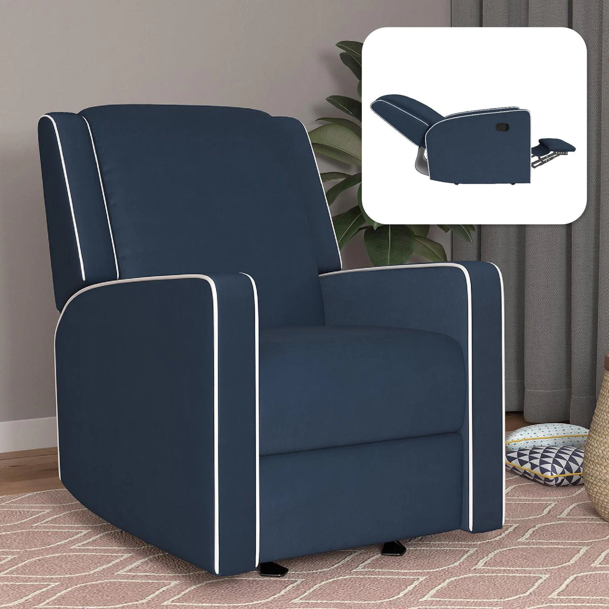 Beige Linen Nursery Rocker Recliner Q662