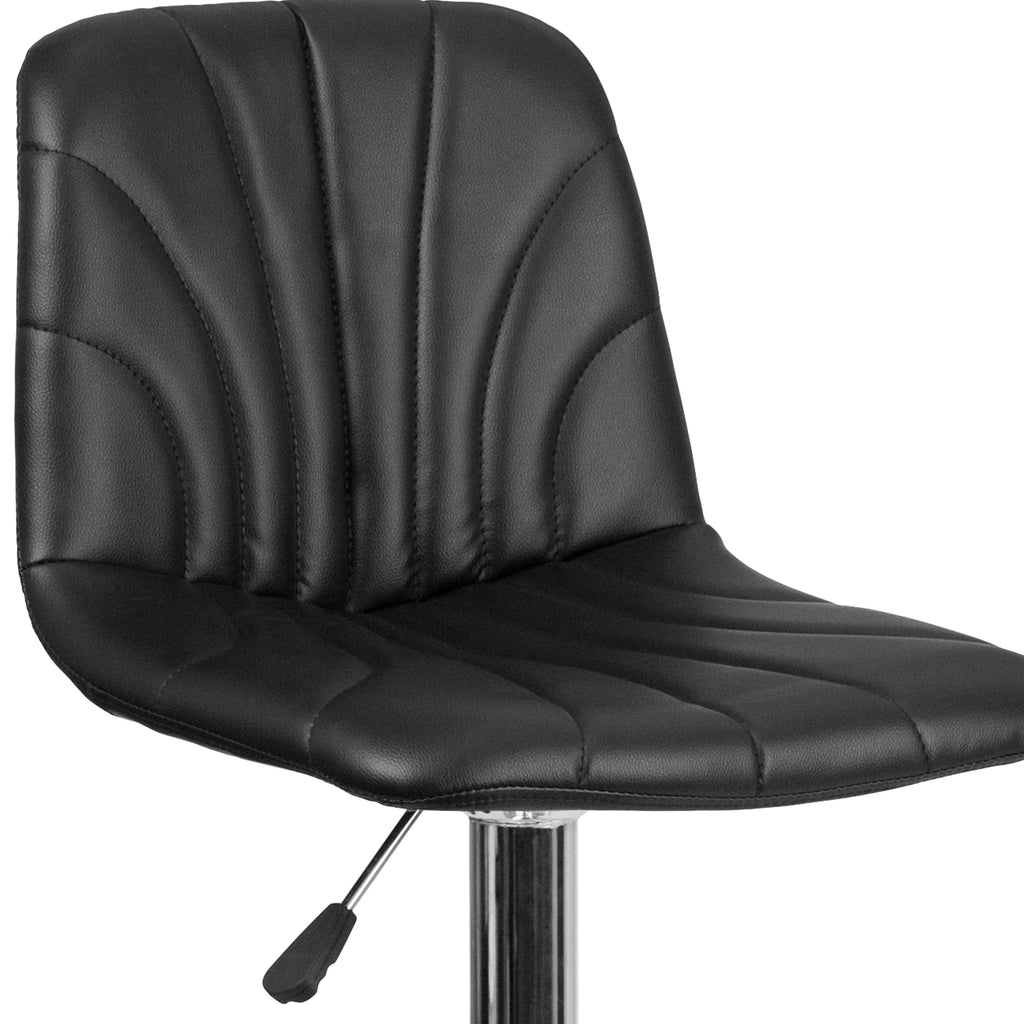 Black Vinyl Adjustable Height Barstool with Chrome Base E683