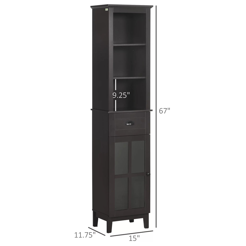 Slim Bathroom Storage Cabinet with Door & Shelves H71819