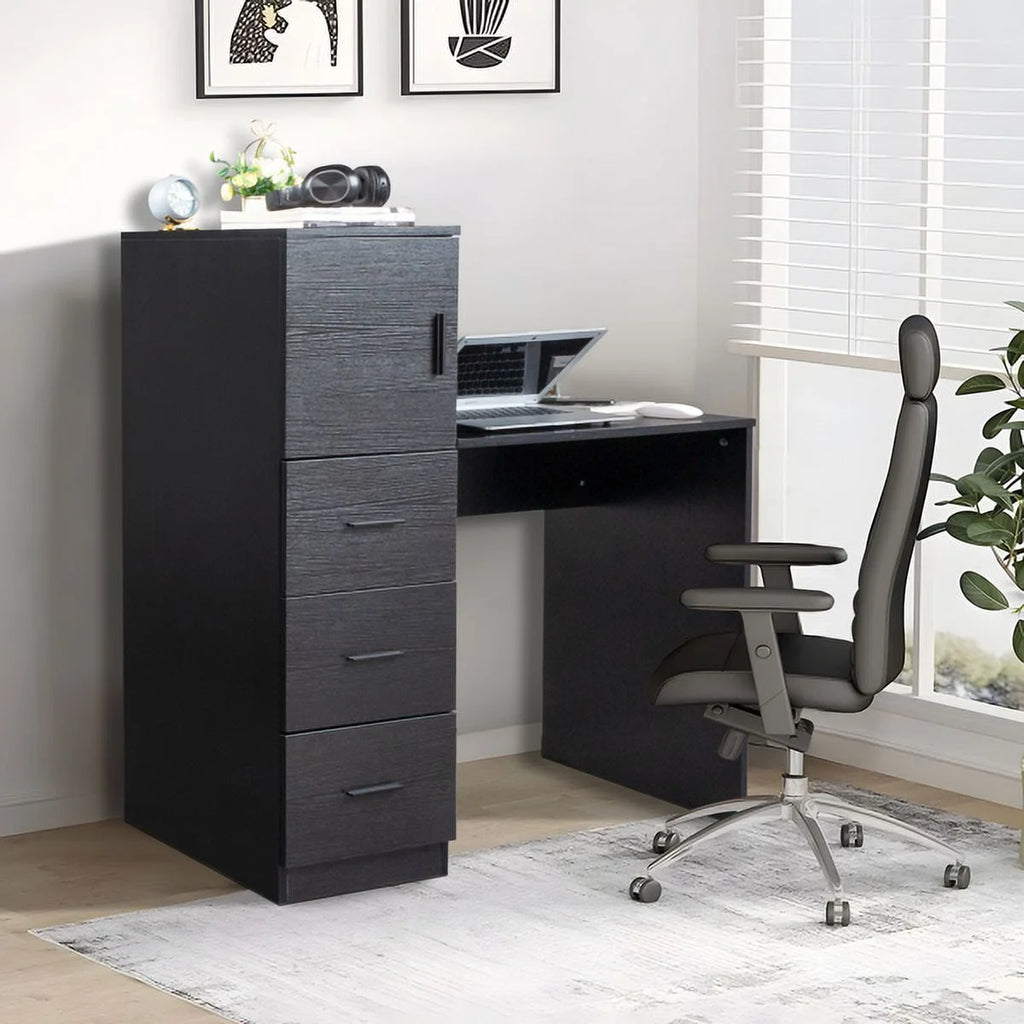 Black Computer Desk with 3 Storage Drawers S2678