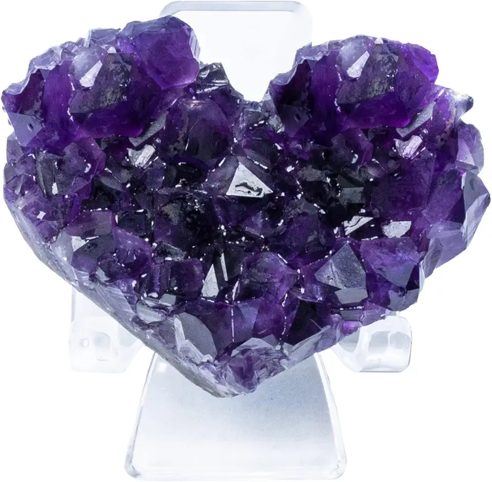 Deep Purple Amethyst Crystal Heart Shaped 2inch Druzy Geode Stone Y357653