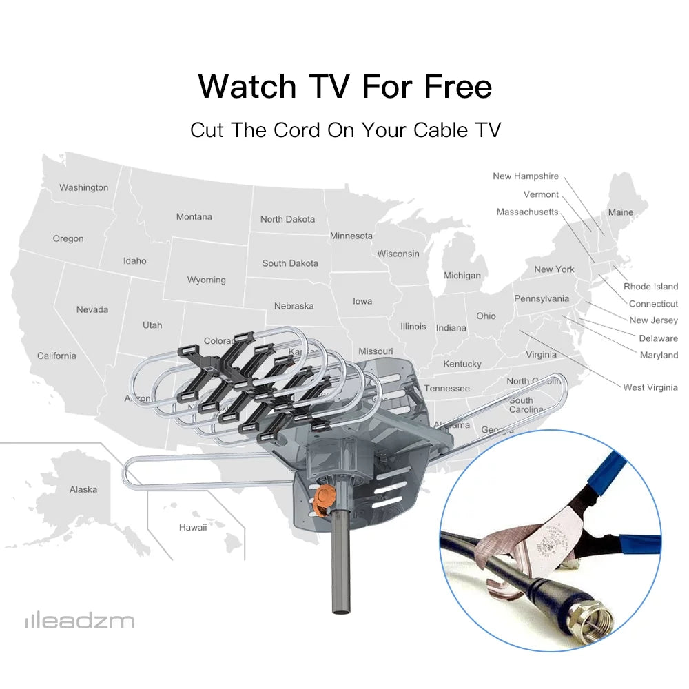 Outdoor TV Antenna Motorized Amplified HDTV UHF VHF A968595