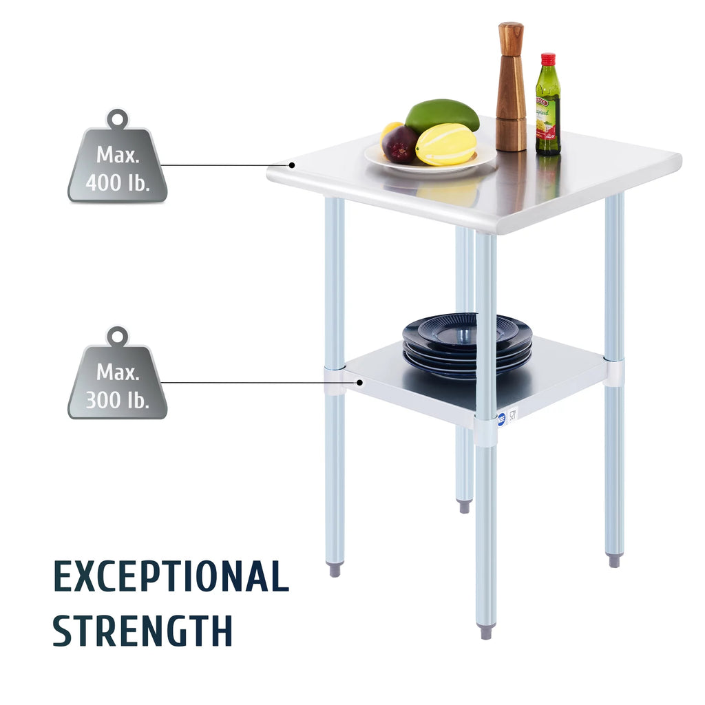 Stainless Steel Prep Table with Adjustable Shelf 24x24 Inch H8053