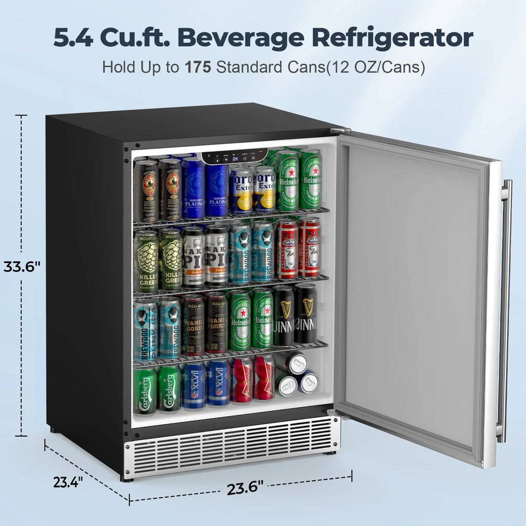 24" 5.4 Cu.Ft. Built-in Stainless Steel Beverage Fridge N24496