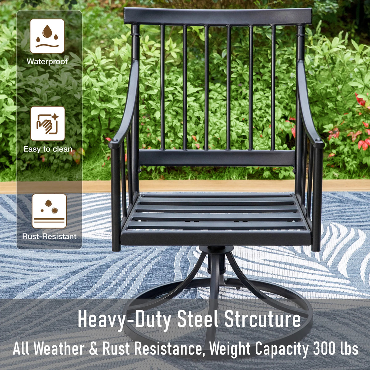 7-Piece Outdoor Dining Set with 6 Swivel Cushioned Chairs & Rectangular Table X4167