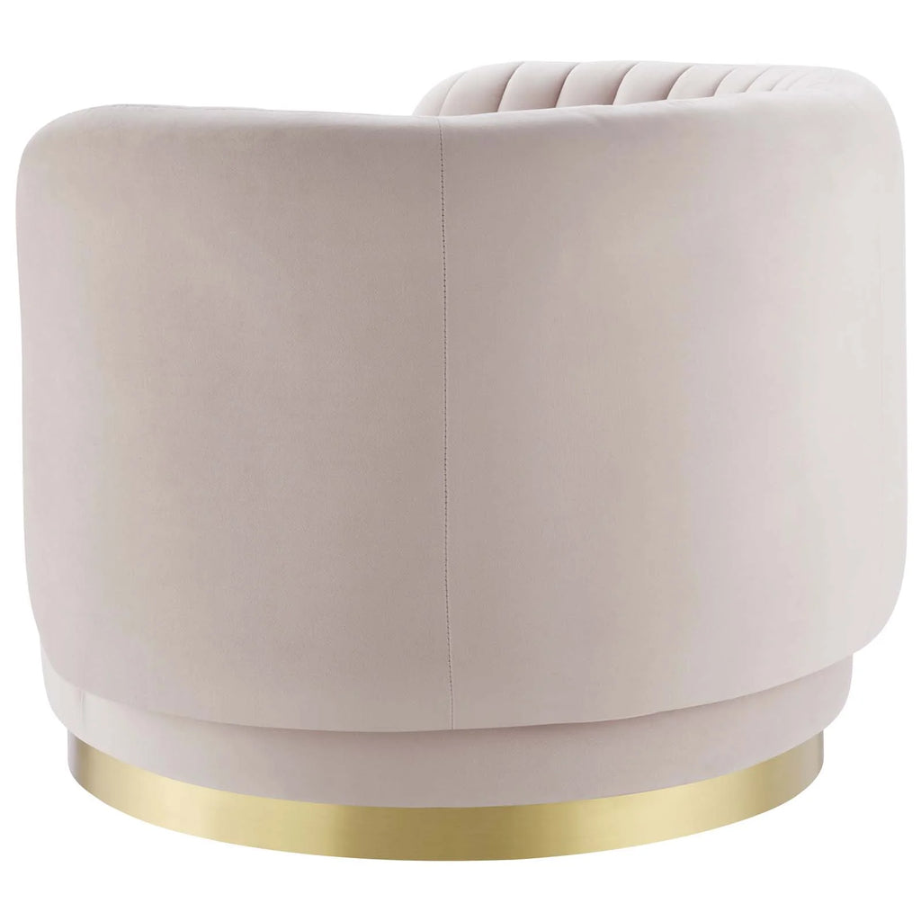 Pink Gold Velvet Tufted Swivel Accent Chair J5712