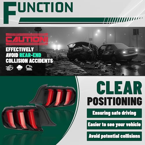 Left & Right Taillight Brake Lamp Assembly Clear Lens Black Housing S321