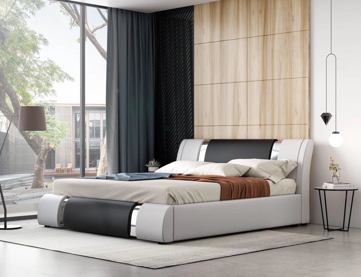 King Size Bed Frame with Adjustable Headboard Y89450