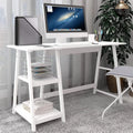 51" White Desk with 2-Tier Storage Bookshelves H342614