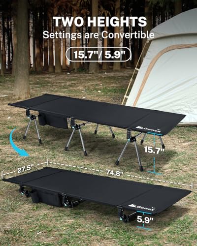 Camping Cot with Leg Extenders 2 in 1 Portable Folding Cot E532780