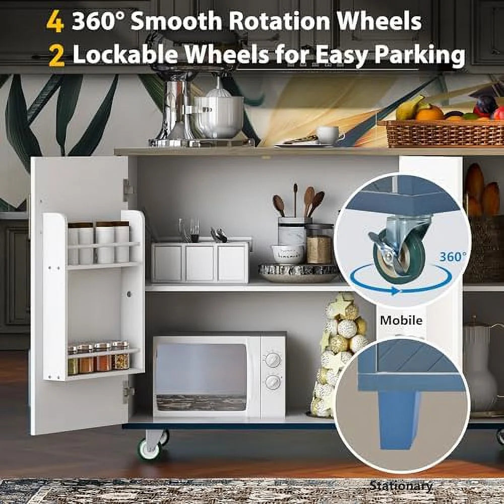 Rolling Kitchen Island with Power Outlet and Wheels Y63626