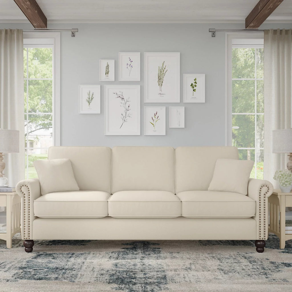 Cream Herringbone Fabric Sofa H553