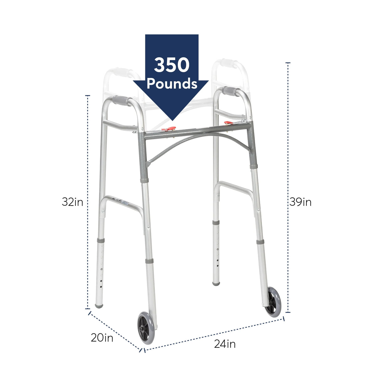 Two Button Folding Walker with 5 Wheels B632