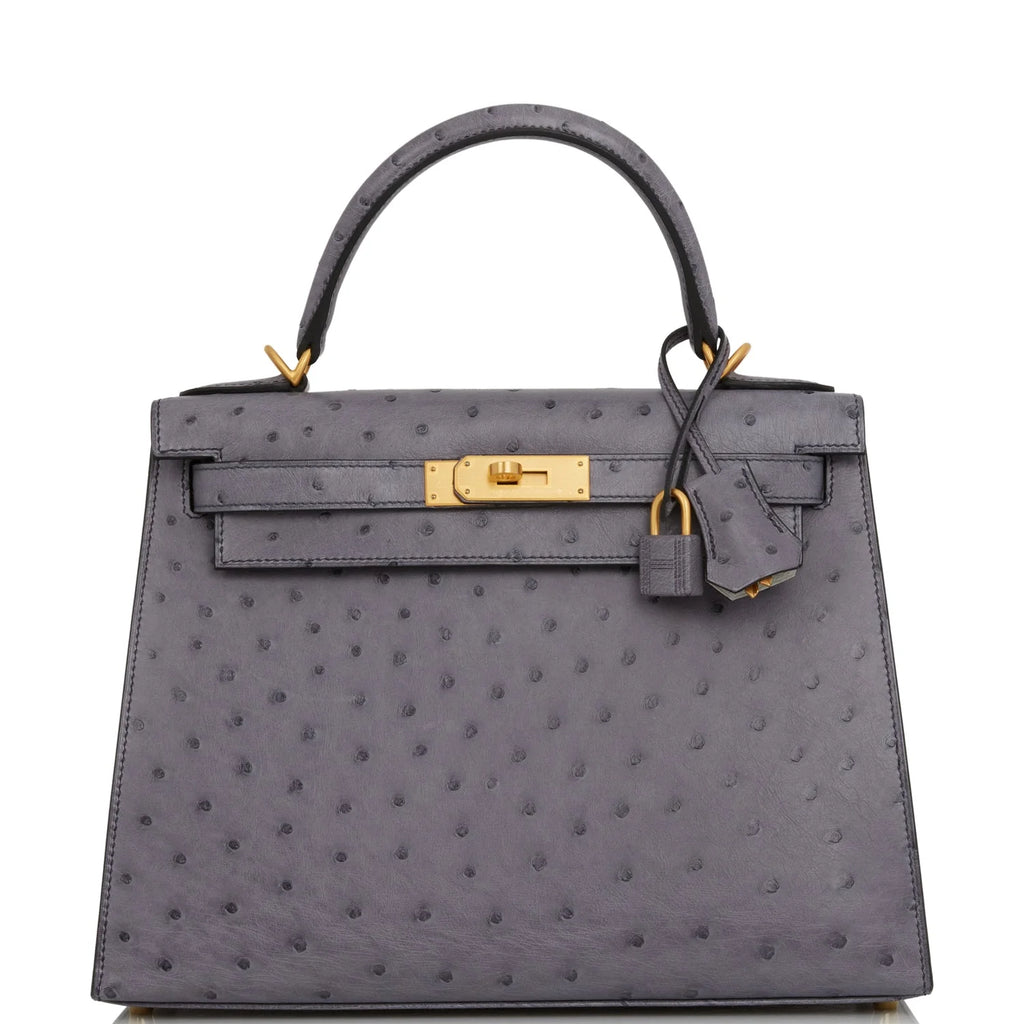 Gris Agate and Gris Perle Ostrich Bag A102